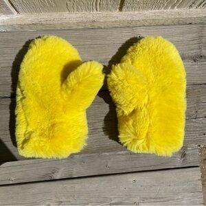 Yellow Fuzzy Mittens